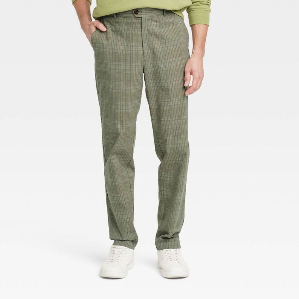 Houston White -  Plaid Straight Suit Pants - Green L Green
